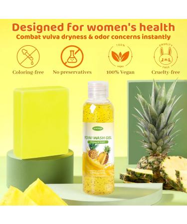 2 PCS Yoni Wash Bar Soap for Women - pH Balanced Intimate Cleanser Odor Eliminator Moisturizing Pineapple Body Wash - Buy Online on GoSupps.com