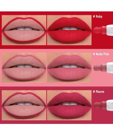 3PCS High Pigment Lipstick & Lip Liner Set - Nude Matte Shades for Sculpting & Filling | Long-lasting Intense Colour Non-stick - Women's Makeup Set - Buy Online on GoSupps.com