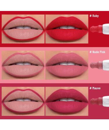 UCANBE 3 Pcs Liquid Lip Stain Tint - Nude Matte Red Lip Liner Marker | Long-lasting Waterproof Smudge-Proof Makeup - Buy Online on GoSupps.com