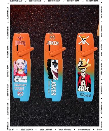 2024 Rocker Arm Windproof Red Lighter Cartoon Pattern Lighter Refillable Adjustable Kawaii Cute Lighter Ladies Gift Girls (No Gas) (Blue 1)(A4) - Buy Online on GoSupps.com