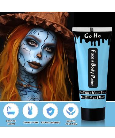 Go Ho Light Blue Cream Face Body Paint - 2.37oz Water Based Pale Blue Makeup Kit for Kids Party, Cosplay, and Halloween - Buy Online on GoSupps.com