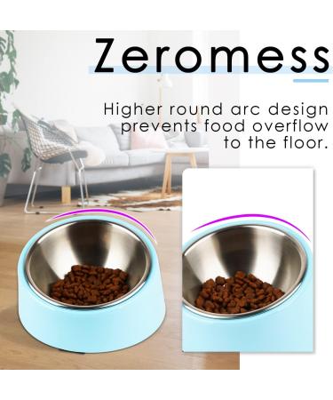 SuperDesign Mess Free 15 Slanted Bowl for Dogs and Cats Tilted Angle Bulldog Bowl Pet Feeder Non-Skid & Non-Spill Easier to Reach Food S/150ml Light Blue Light Blue 150 ml (Pack of 1) - Buy Online on GoSupps.com