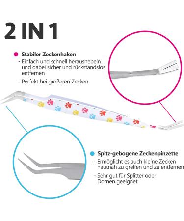 Helperfect Premium 2-in-1 Stainless Steel Tick Pliers for Dogs & Cats | Gentle & Effective Tick Remover | Tick Tweezers & Hooks | Ideal for Pet Owners - Buy Online on GoSupps.com