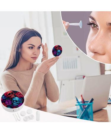 Psychedelic Skulls & Roses Contact Lens Travel Kit | Portable Cute Contact Lens Box with Mirror for Daily Outdoor Use - Buy Online on GoSupps.com