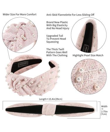 QIANXUAN Fashion White Pearl Wide Headbands for Women - 2 Pack Top Knot Headbands - Buy Online on GoSupps.com