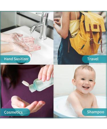 TOUREAL 100ML Travel Bottles Set - 5 Empty Cosmetic Bottles with Flip Cap & Funnel - Light Green Donor Plastic Bottle Set for Easy Filling - Buy Online on GoSupps.com