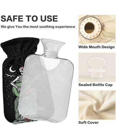 NAANLE Skull Skeleton Guitar Hot Water Bottle with Cover | 1L Hand/Foot Warmer for Pain Relief | Heat & Cold Therapy - Buy Online on GoSupps.com