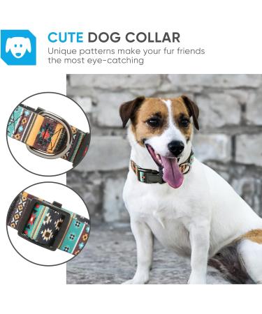 Heele Bohemian Cyan Dog Collar for Small & Medium Dogs - Adjustable Comfortable & Durable | Perfect for Puppies (34-53cm) - Buy Online on GoSupps.com