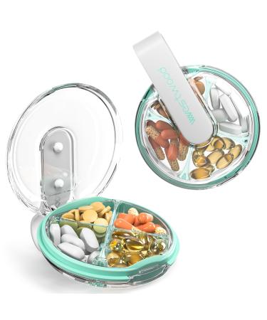 AV00Z 4 Compartment Travel Pill Organizer Cute Small Pill Box Pocket Pharmacy for Purse or Pocket Portable Daily Pill Case Moisture Proof for Vitamin Cod Liver Oil Supplements Medication White