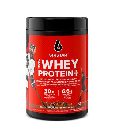 Whey Protein Powder Six Star 100% Whey Protein Plus Whey Protein Isolate & Peptides Lean Protein Powder for Muscle Gain Whey Isolate Protein Shake Chocolate 2 lbs (Packaging May Vary) Triple Chocolate 20 Servings (Pack of 1)