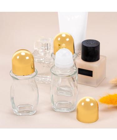 3Pcs Gold Glass Roller Bottles 50ml - Refillable & Leak-Proof for Essential Oils Perfume & Cosmetics - Buy Online on GoSupps.com