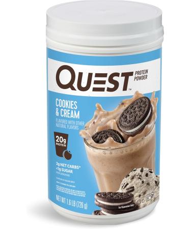 Quest Nutrition Vanilla Milkshake Protein Powder 24g of Protein 1g of Sugar 1.6 Pound 23 Servings & Cookies & Cream Protein Powder 20g Protein 1g Sugar Low Carb Gluten Free - Buy Online on GoSupps.com