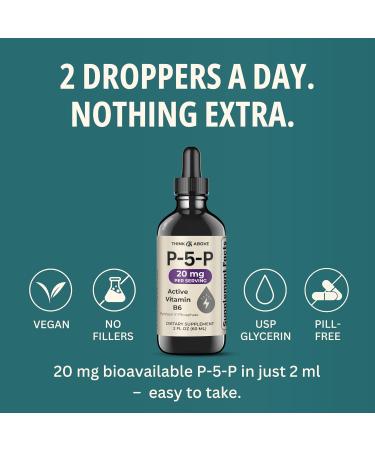 P5P Liquid Drops Activated Vitamin B6 (Pyridoxal-5-Phosphate) Fast Absorption Formula Nervous System & Energy Support 2 oz (60 mL) Think Above - Buy Online on GoSupps.com