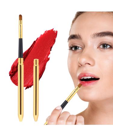 Portable Lip Brush 2 Pack Travel Lipstick Applicator Wands with Cap Reusable Lipstick Brush Lightweight Lip Mask Applicator Professional Lip Gloss Makeup Brush Women Girls Christmas Gifts (Gold) - Buy Online on GoSupps.com
