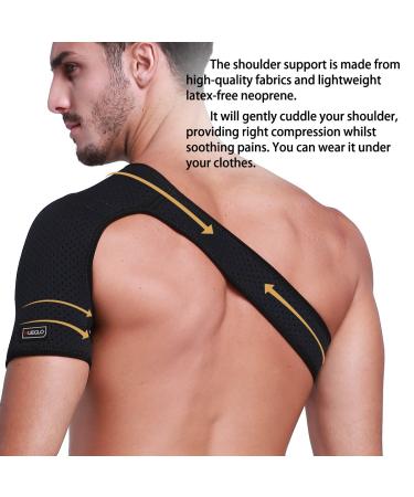 HUEGLO Left Shoulder Brace - Adjustable Support for Rotator Cuff, AC Joint, Labrum Tear - Shoulder Pain Relief Strap for Men and Women - Medium Left - Buy Online on GoSupps.com