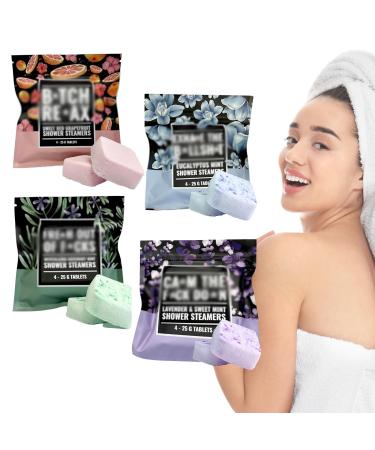 FEXPDL 4Pcs Shower Steamers Gift Set Shower Shower Aromatherapy Shower Gift Set Shower Steamers Aromatherapy Birthday Gifts for Women Shower Steamers for Women Gifts Anniversaries(Four Scents) MultiColoured-4