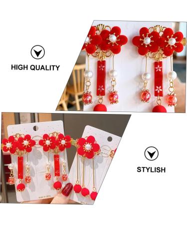 MAGICLULU 2 Pairs Tassel Antique Style Hair Clip Hair Clips Chinese Tassel Hair Clip Kid Hanfu Headwear Archaistic Chain Hair Clip Hanfu Hair Clip Red Girl Synthetic Beads Geisha - Buy Online on GoSupps.com