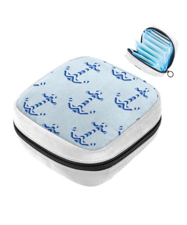 GIAPB Sanitary Napkin Storage Bag Period Bag Tampon Bag Makeup Bag Pad Pouch Anchor Pattern Color634