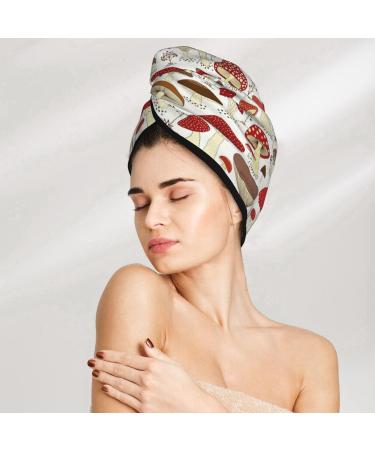 Buy Cartoon Mushrooms Microfiber Hair Towel - Super Absorbent Coral Velvet Wrap for Women | Quick Dry for Long Curly & Thick Hair - Buy Online on GoSupps.com