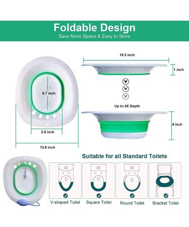 Sitz Bath for Hemorrhoids & Postpartum Care - Collapsible, Easy to Store Over The Seat Solution for Perineal Care | Treat Postpartum Wounds & Hemorrhoids Discreetly - Buy Online on GoSupps.com