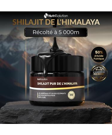 NutriSolution Shilajit Pur de l'Himalaya - R sine Authentique - 500 mg par Dose - 50% d'Acide Fulvique - +85 Min raux et Oligo- l ments - Vegan - nergie et Vitalit - Test en Laboratoire - Buy Online on GoSupps.com