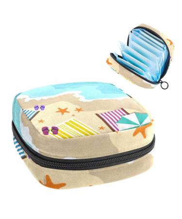Women's bonds Storage bags Stillpad keeper beach landscape sea pattern portable period kit pocket feminine product bag for women girls color2