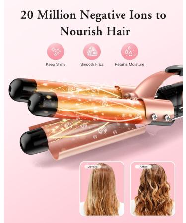 BESTOPE PRO Curling iron curling iron 3 sheets 5in1 curling iron set 3 barrels for large waves temperature setting quick heating and a glove 2 clips rose gold - Buy Online on GoSupps.com