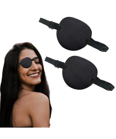 2 Pcs Eye Patch Medical Eye Patch Pirate Eye Patch Adjustable Eyepatch for Amblyopia or Strabismus for Left or Right Eyes Regular Use or Pirate Costume(Black)