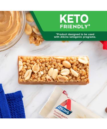 Atkins Peanut Butter Granola Protein Bars - Keto-Friendly, Crunchy & Creamy (5 Bars) - Buy Online on GoSupps.com