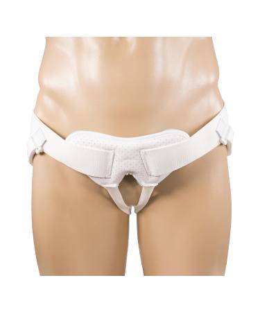 OTC Medical Hernia Belt for Single or Double Hernia Non Abrasive Truss for Inguinal or Scrotal Hernia Support White Medium