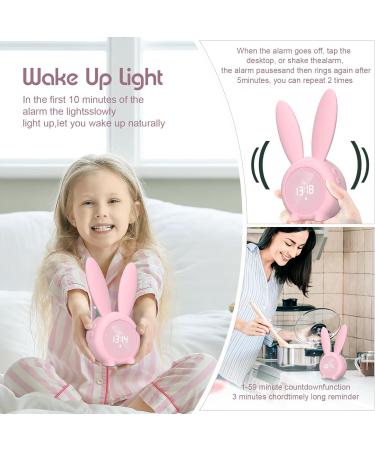 Buy MIIKUU Cute Rabbit Digital Alarm Clock for Kids | Creative Bedside Lamp & Snooze Function | Perfect for Girls & Boys - Pink A-Rosa - Buy Online on GoSupps.com