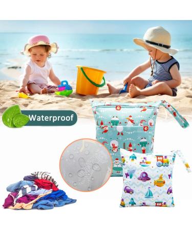 HOTLIKE Wet Bag 2Pcs - Waterproof Reusable Diaper Bags with Double Zippers & Handle - White - Buy Online on GoSupps.com