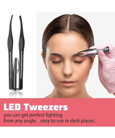 LED Lighted Tweezers Set for Precision Hair Removal - Stainless Steel, 2 Pieces (Black/Red) - Buy Online on GoSupps.com