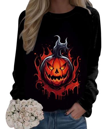 Halloween Costumes Printed Fashionable Casual Long Sleeved Zipper Round Neck Hoodies Sweater Tops Ladies Sweat Orange Large - Buy Online on GoSupps.com