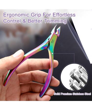 Cuticle Cutter with Cuticle Pusher 2pcs Premium Stainless Steel Cuticle Removal Tool Upgraded Sharp Edge Built-in Spring Manicure Set for Fingernails & Toenails 2Pcs Multi-color - Buy Online on GoSupps.com