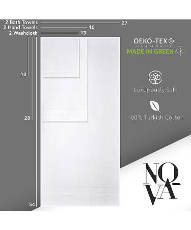 Nova Luxury Linen - Hotel Quality Turkish Towel Set (6 Pcs, Pure White) - Buy Online on GoSupps.com
