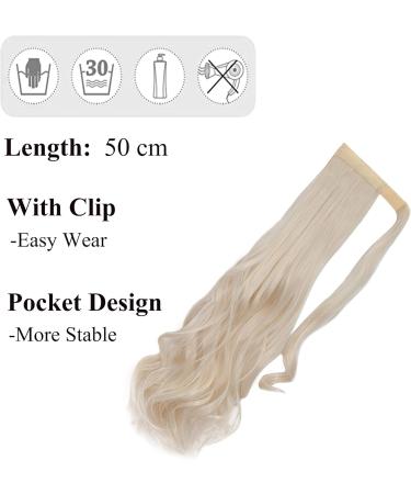 Wrap Around Ponytail Hair Extensions Curly Wavy Pear Wave One Piece Clip In Extensions Hairpiece Long For Women Beauty 20" Inch - Light Blonde - Buy Online on GoSupps.com