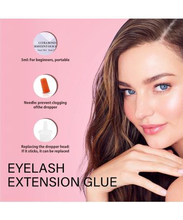 Sensitive Eyelash Glue Kit - Long Lasting Waterproof Low Fume Cluster Lash Glue for Self & Professional Use (5ml Black - Buy Online on GoSupps.com