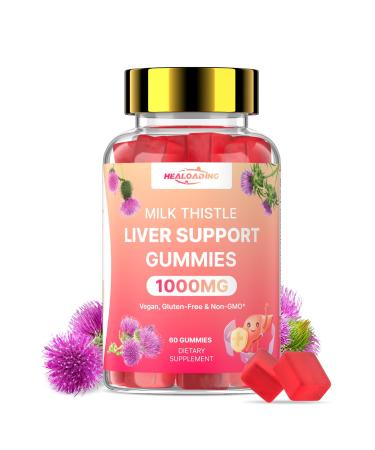 Milk Thistle Liver Detox Gummies: Sugar-Free Milk Thistle Supplement 1000mg with Turmeric NAC and Folate for Liver Cleanse Detox & Repair and Antioxidant Support Non-GMO Gluten-Free Herbal Supplement