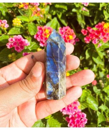 Zenkeeper Labradorite Crystal Point Wand 3-3.5 - Premium Grade for Home Decor, Meditation, Chakra, Reiki - Single Point Tower - Buy Online on GoSupps.com