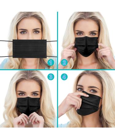 Egook Black Disposable Face Masks - 100 Pack 3 Ply Masks (Black) - 100 Pack - Buy Online on GoSupps.com