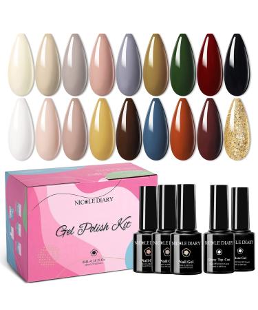 NICOLE DIARY Gel Nail Polish - 18 Colors Gel Polish with Glossy Top Coat and Base Coat Set, 2022 Summer Series