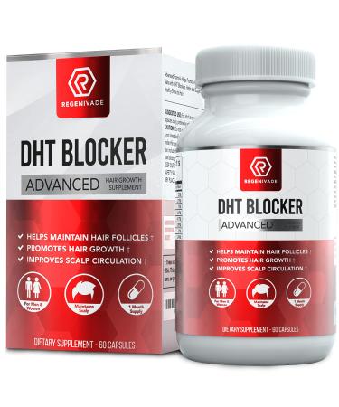 DHT Blocker Advanced Hair Support Supplement (60 Capsules) - Made in USA - for Men & Women - Reduces Hair Loss  Promotes Hair Growth  Supports Hair  Nails  Skin