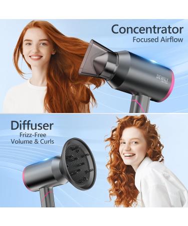 DEWILY Powerful Foldable Travel Hair Dryer for Women and Men - Grey/Rose Color - Fast Drying and Compact - Ideal for Curly and Straight Hair - Buy Online on GoSupps.com