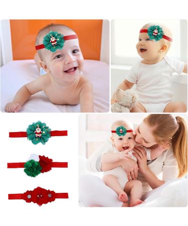 Lurrose 3pcs Baby Girls Floral Headbands | Christmas Santa Cloth Hair Bands for Newborns, Infants, Toddlers | Kids Hair Accessories - Red - Buy Online on GoSupps.com