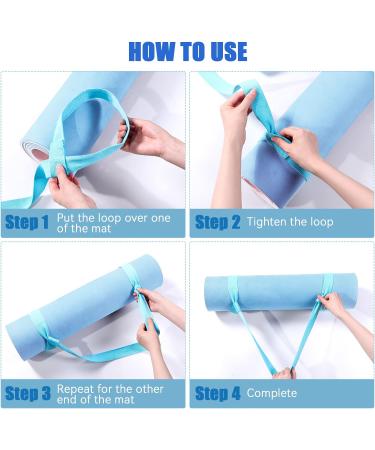 2 Pack Adjustable Yoga Mat Carrier Straps - Easy Cinch Sling for Large Mats - Cotton Exercise Band - Light Blue/Black - Buy Online on GoSupps.com