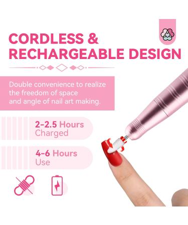 Saviland Electric Nail Drill Kit - Rechargeable & Cordless 26000RPM Nail Drill with 1+5+6 Drill Bits for Acrylic Nails with Nail Dust Brush Cuticle Oil Pen for Manicure Pedicure & Nail Art Remove 26000rpm-rose Gold - Buy Online on GoSupps.com