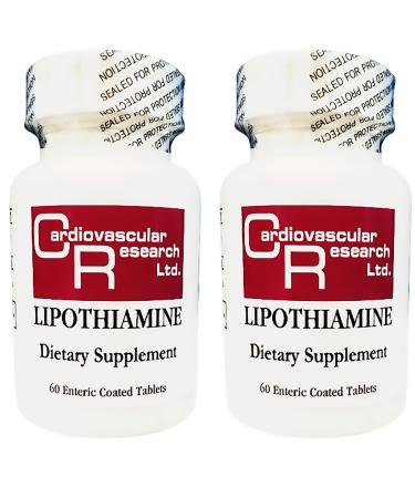 Cardiovascular Research Thiamine B1 Supplement 120 Tablets - Vitamin B1 Lipothiamine Now with Alpha Lipoic Acid - Two 60 Tab Bottles Unflavored 120 Tablets
