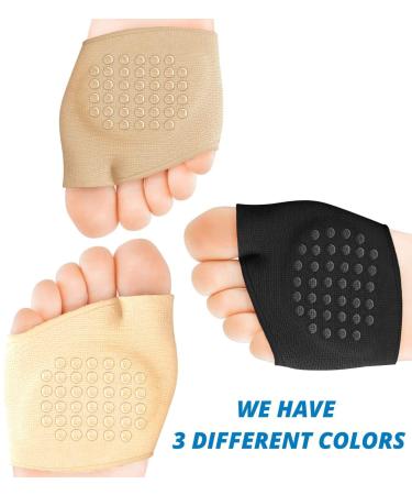 Metatarsal Sleeve Pads with Gel Anti-Slip Design - 2 Pairs (4 Pieces) - Soft Gel Ball of Foot Cushions - Forefoot Cushion Pads for Mortons Neuroma, Calluses, Blisters - Fabric Compression (Black) - Buy Online on GoSupps.com