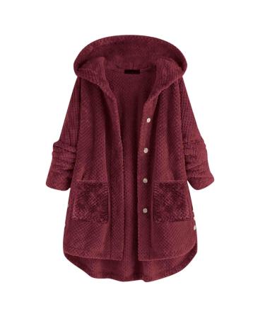 Hanxiulin fleece jacket plush jacket cuddly jacket ladies hoodie hooded sweater windproof coat thick light outdoor long thick hooded tops winter jacket B-rot s
